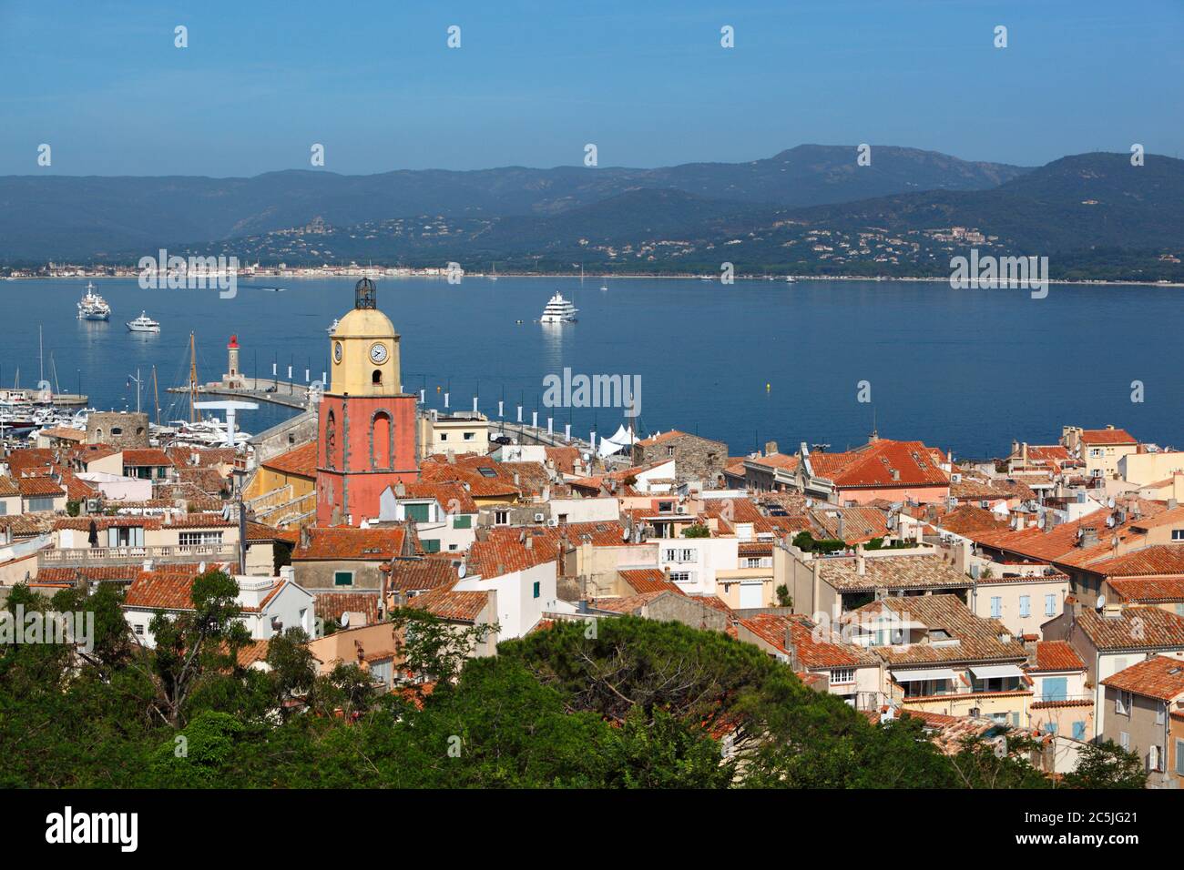 View over old town, Saint-Tropez, Var, Provence-Alpes-Cote d'Azur, France, Europe Stock Photo