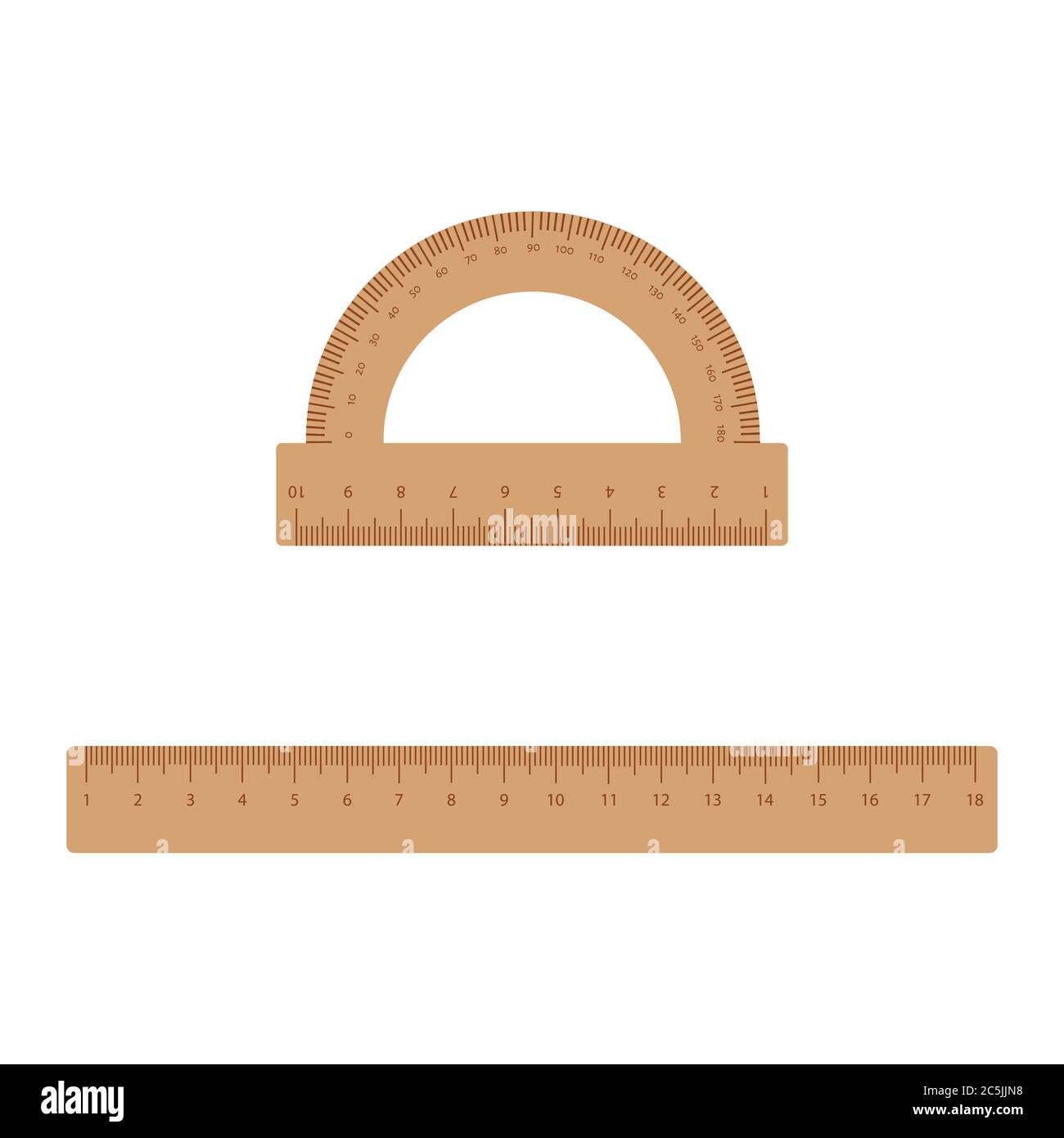 Wooden rulers set vector. Metric Imperial. Centimeter. Classic
