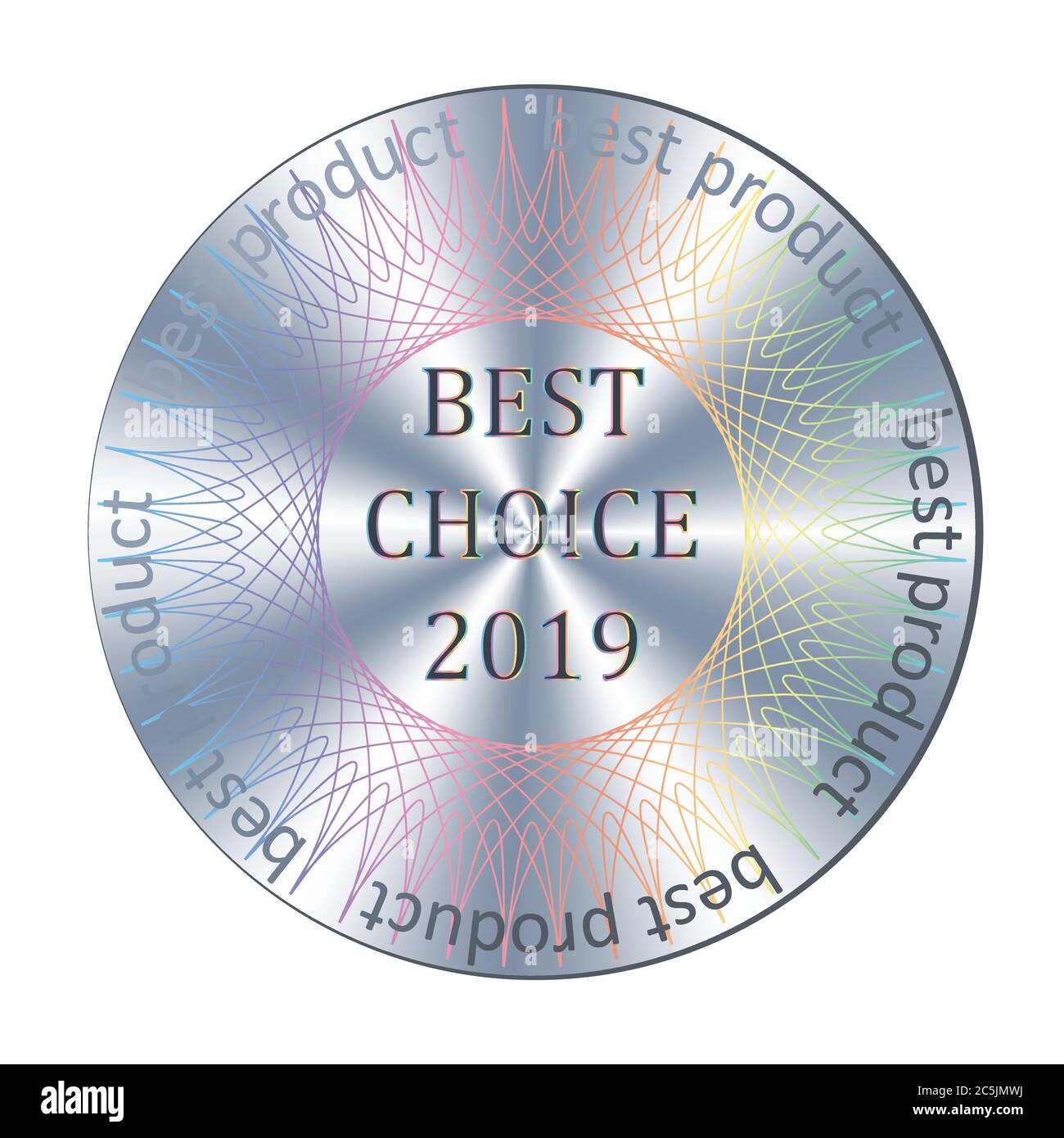 Best choice round hologram realistic sticker. Vector element for product quality guarantee Stock Vector