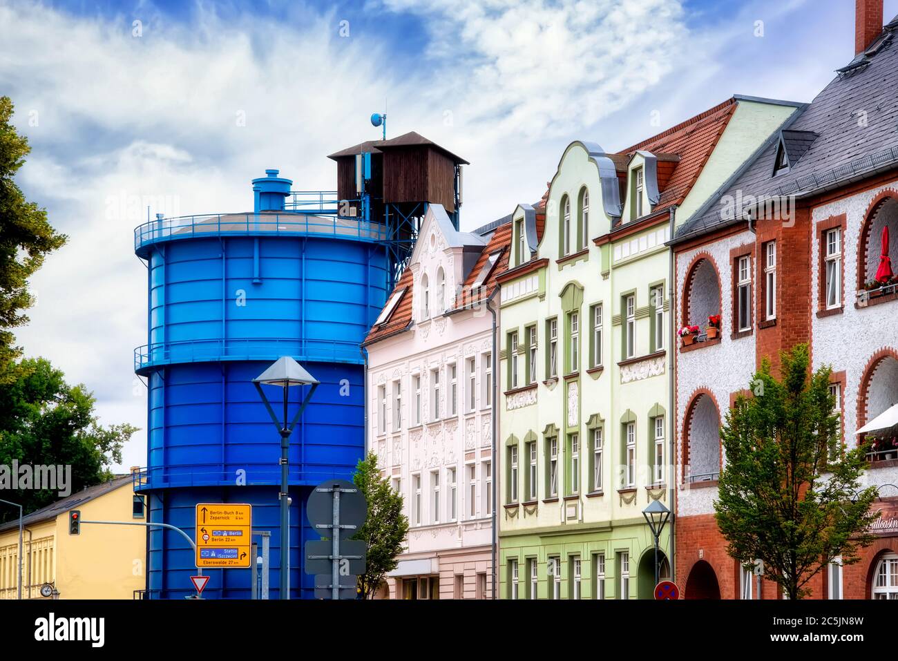 Bernau near Berlin. The gas boiler built in the 1930s - the 'Blue Wonder' of Bernau -is now a technical monument. Stock Photo