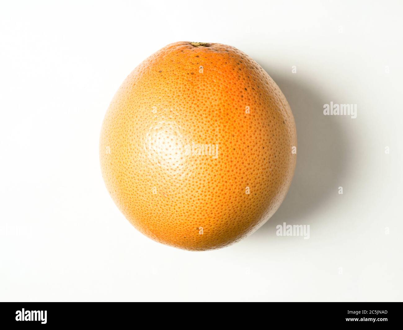A whole pink grapefruit centred on a white background Stock Photo