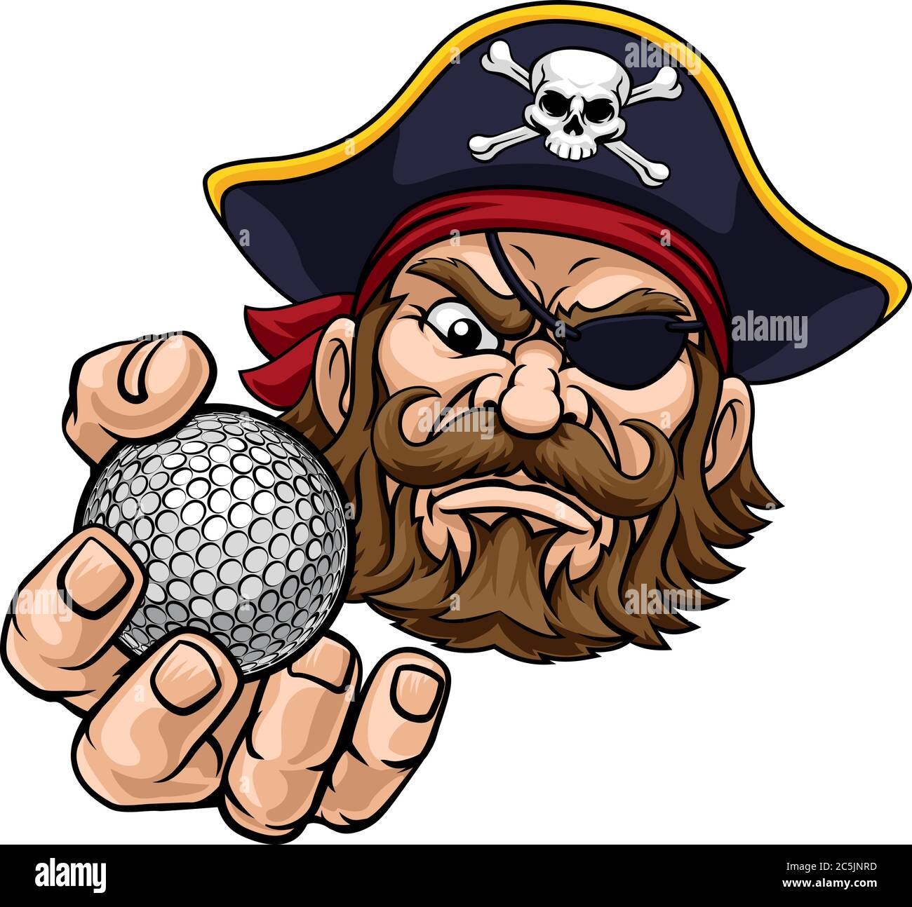 Pirate Golf Ball Sports Mascot Cartoon Stock Vector