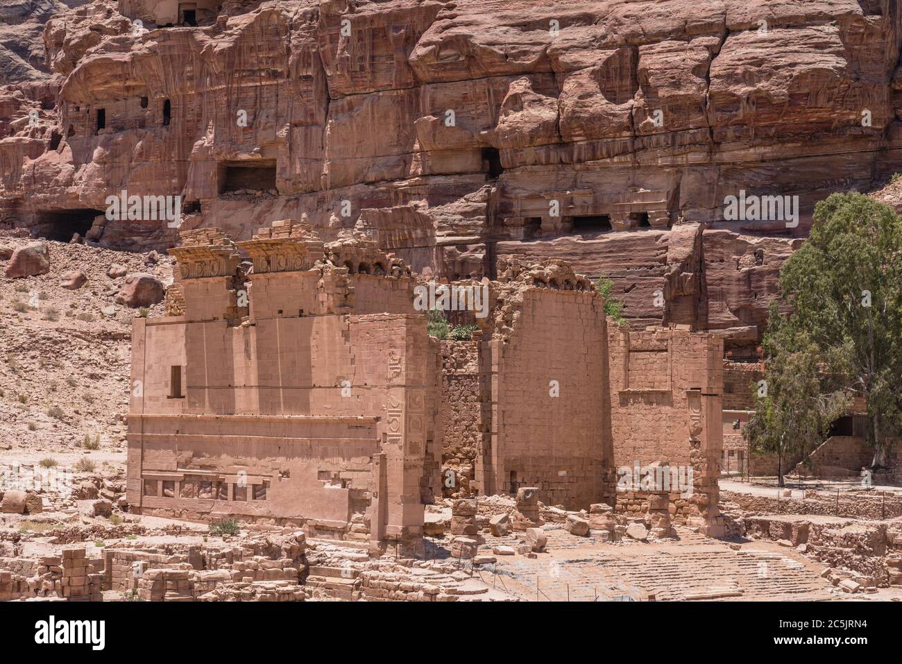 Jordan, Petra, Qasr el-Bint, the Temple of Dushara, in the ruins of the  Nabataean city of Petra in the Petra Archeological Park is a Jordanian  National Park and a UNESCO World Heritage