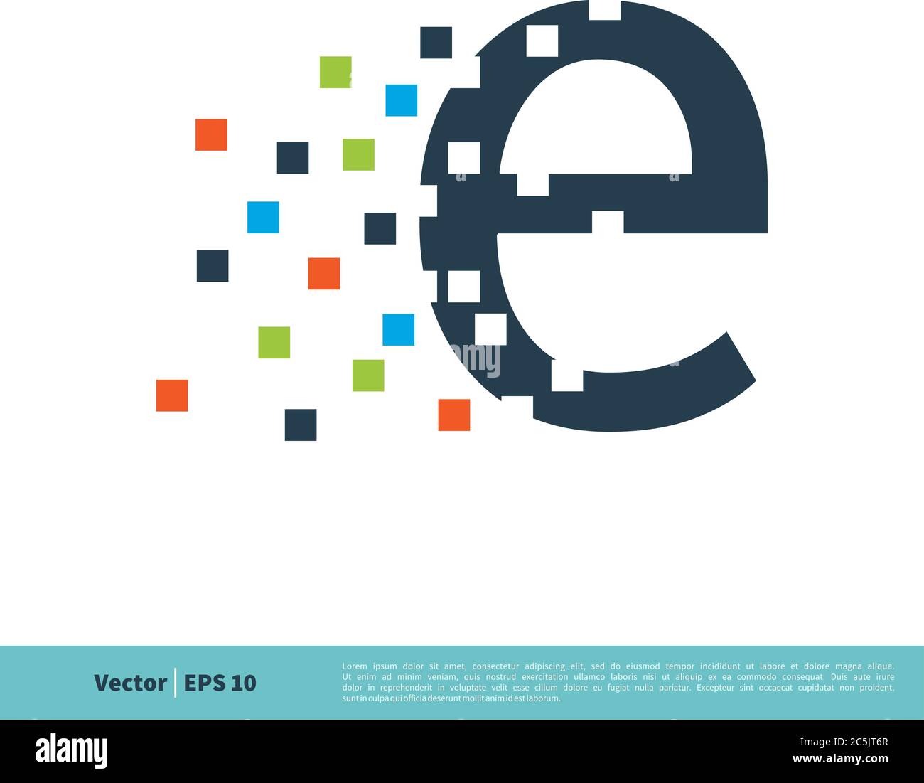 Letter E and Pixels Icon Vector Logo Template Illustration Design. Vector EPS 10. Stock Vector