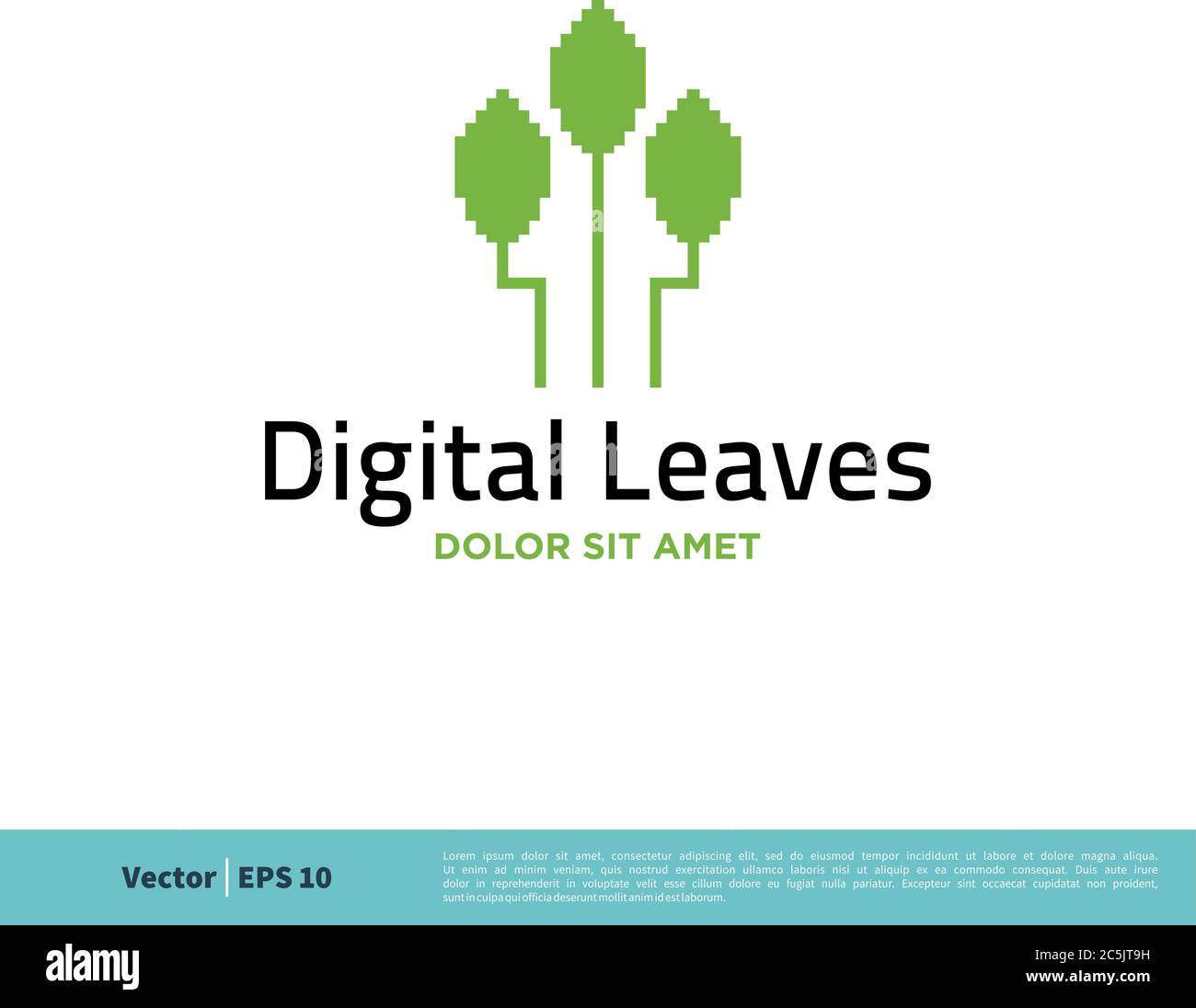 Pixel Green Leaf Icon Vector Logo Template Illustration Design. Vector EPS 10. Stock Vector