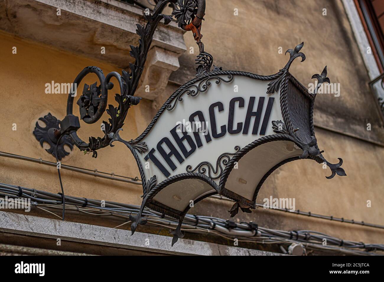 Tobacco shop sign in Venice, Italy Stock Photo