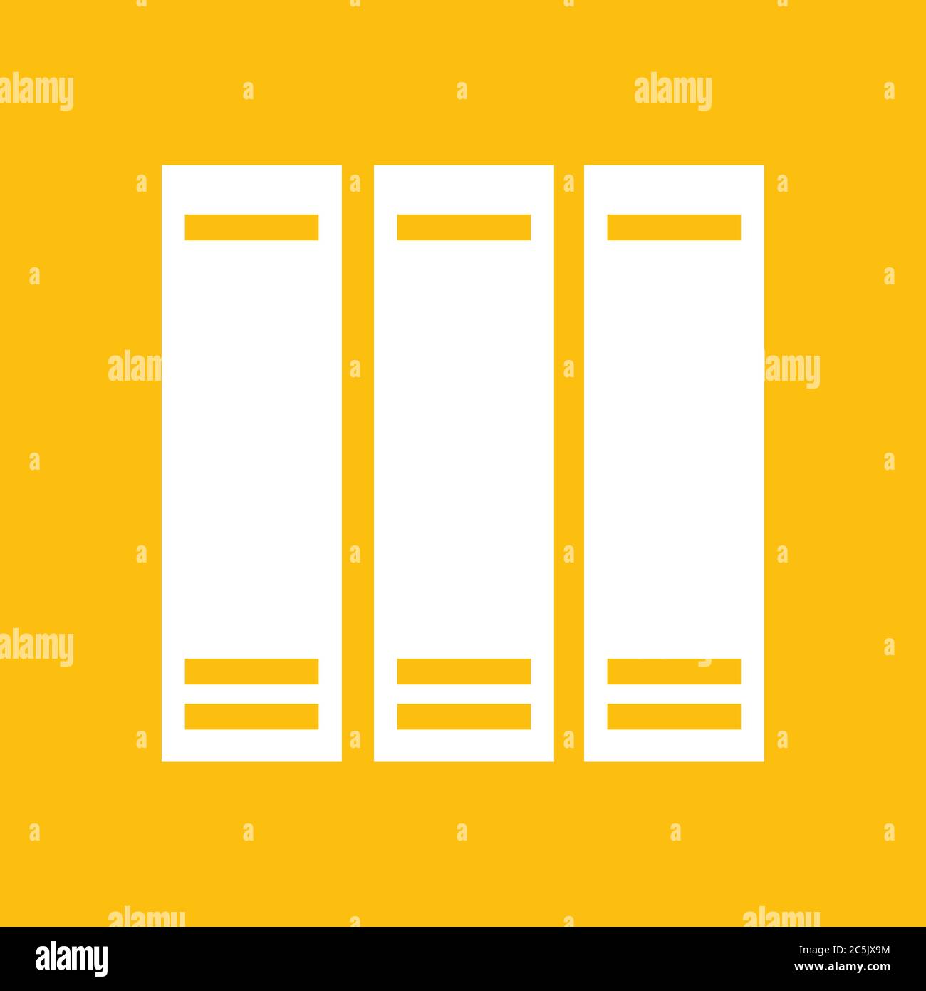 Ring binders folders icon. For websites and apps. Image on yellow background. Flat line vector illustration. Stock Vector