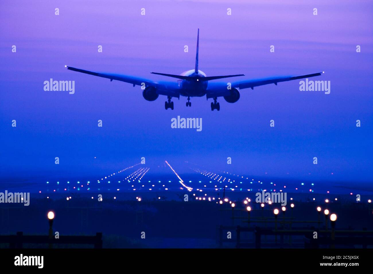 Aeroplane coming in to land. UK. Stock Photo