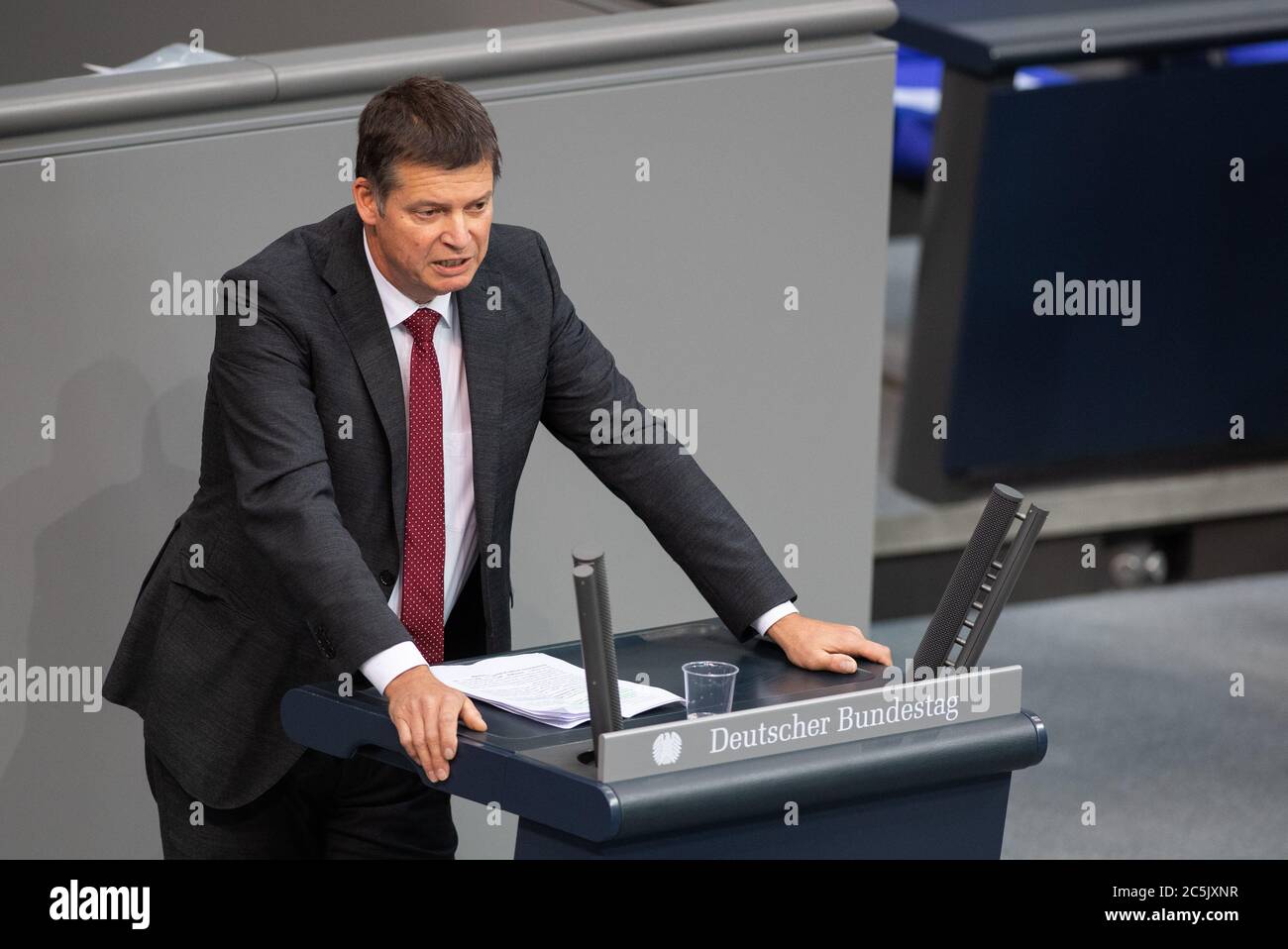 Berlin, Germany. 03rd July, 2020. Axel Müller (CDU) speaks in the plenary session of the German Bundestag. The main topics of the 171st session of the 19th legislative period are the adoption of the Coal Exit Act, a topical hour on the excesses of violence in Stuttgart, as well as debates on electoral law reform, the protection of electronic patient data, the welfare of farm animals and the German chairmanship of the UN Security Council. Credit: Christophe Gateau/dpa/Alamy Live News Stock Photo