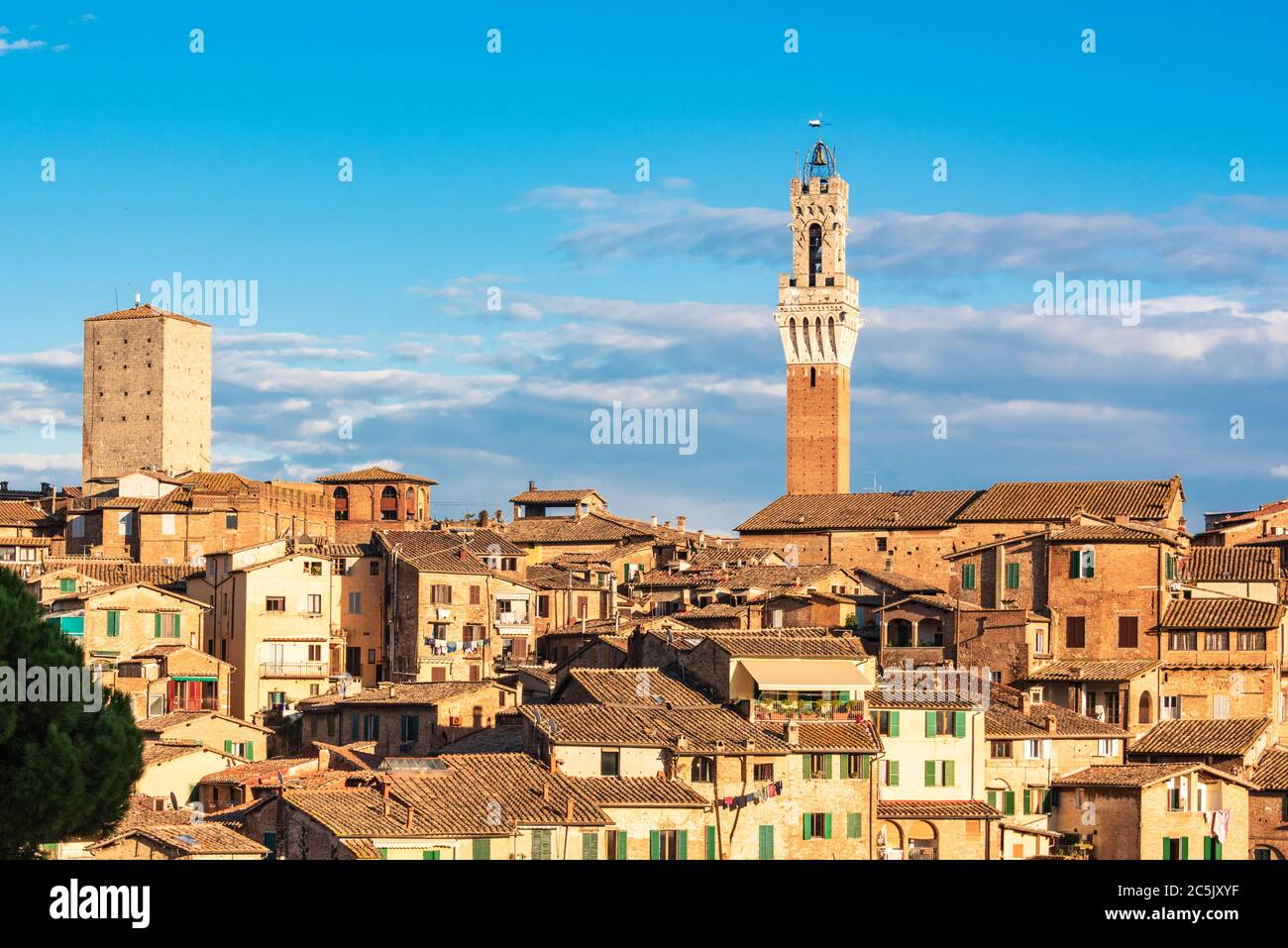 Stadtansicht von Siena im Abendlicht Stock Photo