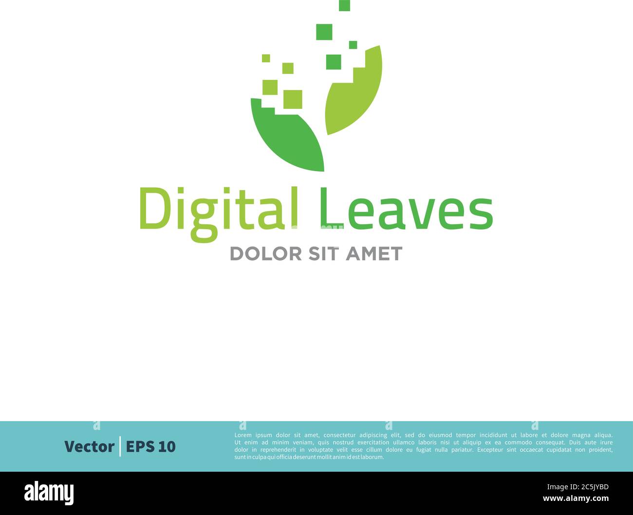 Pixel Green Leaf Icon Vector Logo Template Illustration Design. Vector EPS 10. Stock Vector
