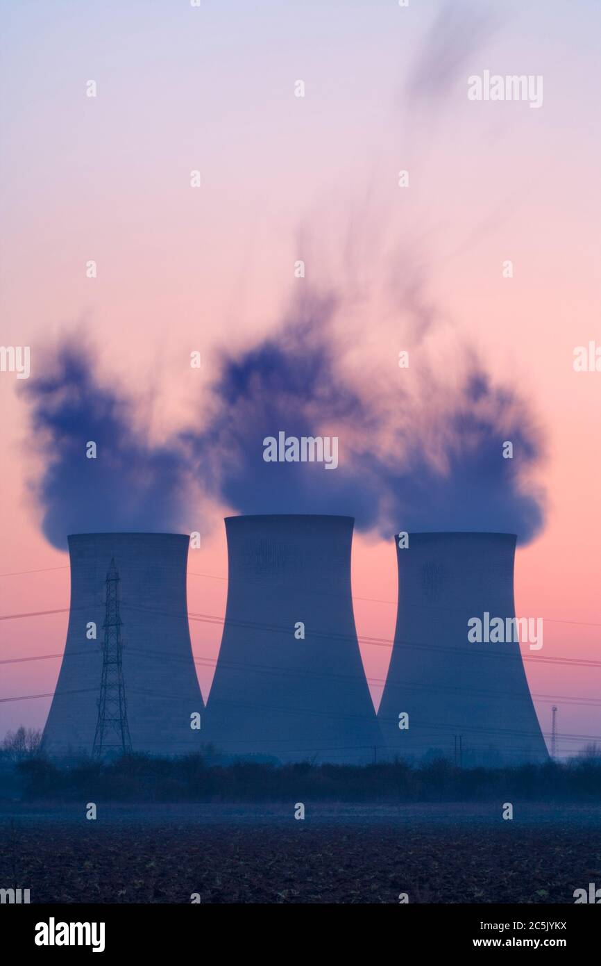 Power station cooling towers. Stock Photo