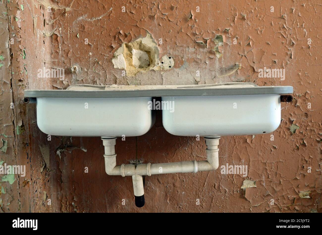 Sink in a abandoned building. Stock Photo
