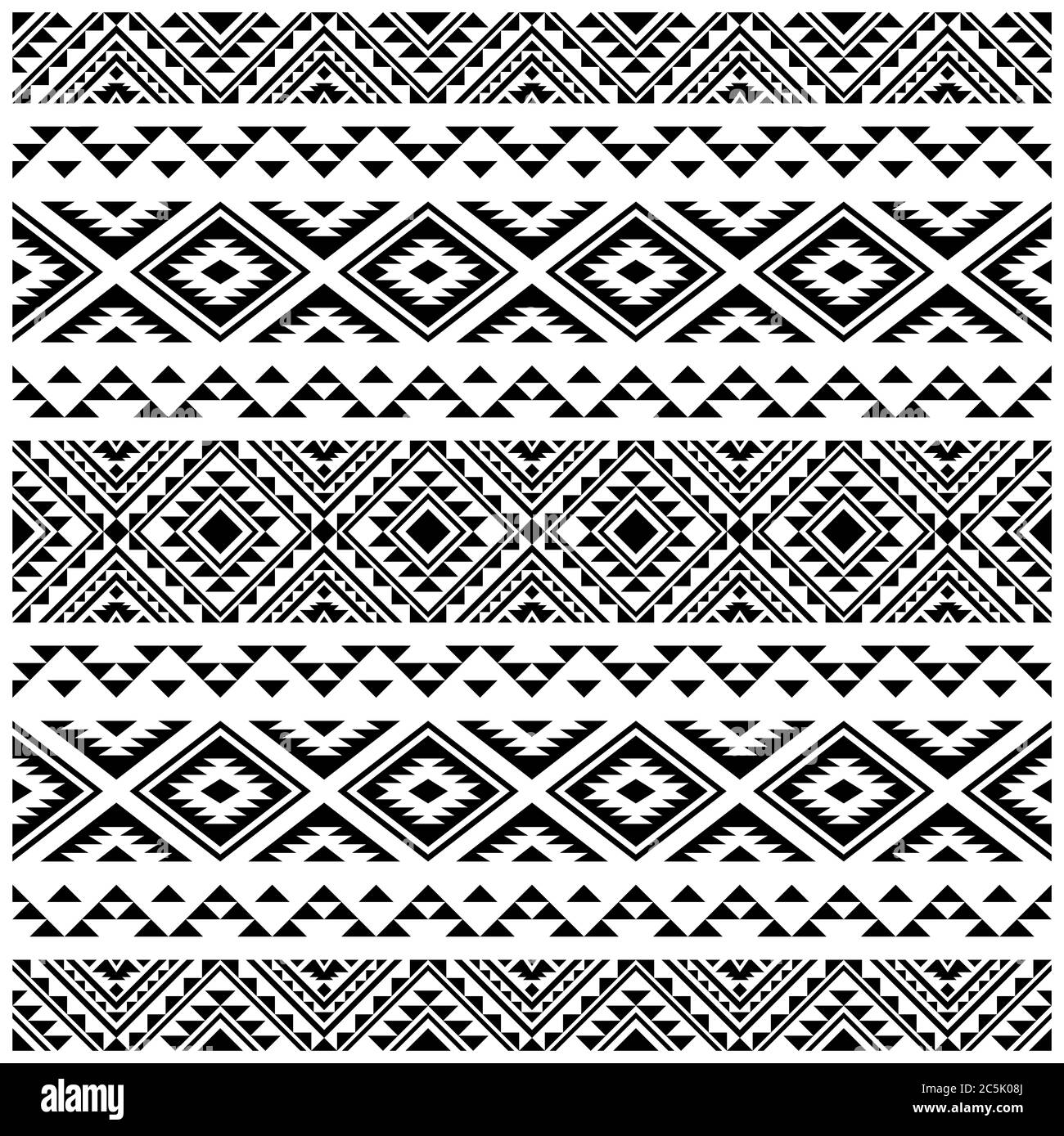 Geometry Ethnic Seamless Pattern texture design vector in black white ...