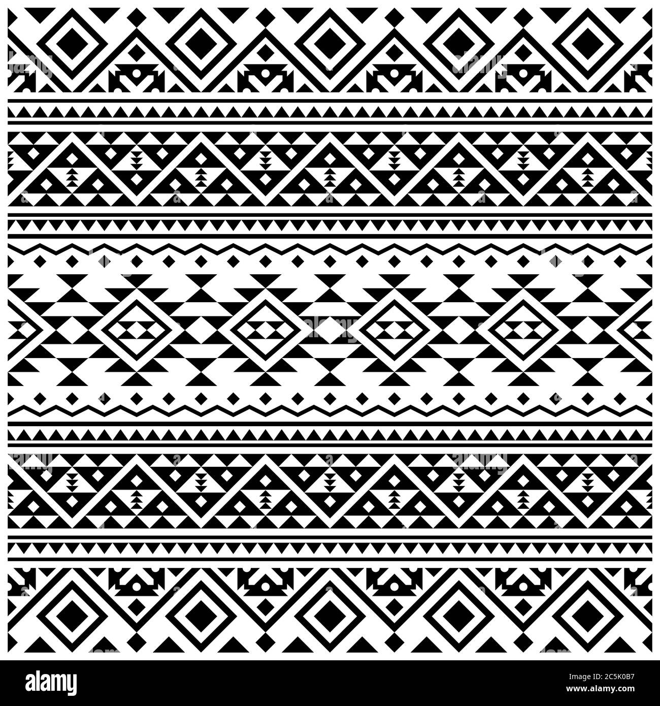 Geometry Ethnic Seamless Pattern texture design vector in black white ...