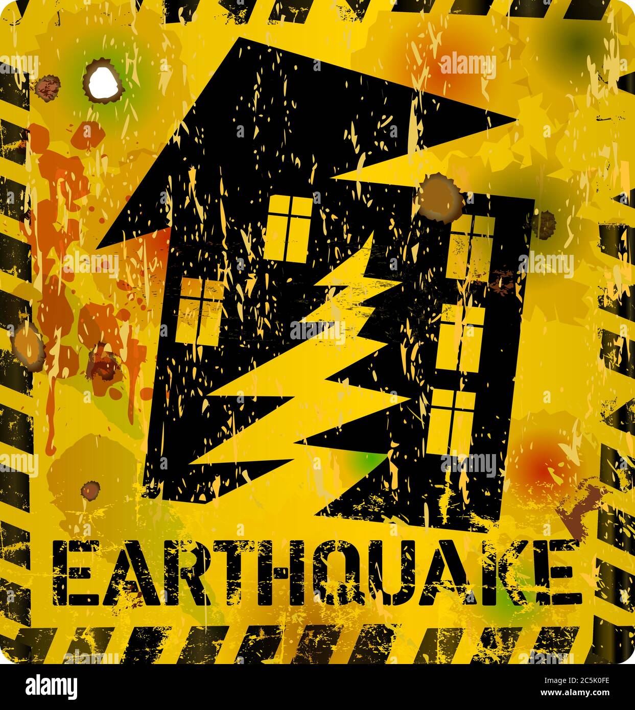 battered earthquake warning sign, vector Stock Vector Image & Art - Alamy