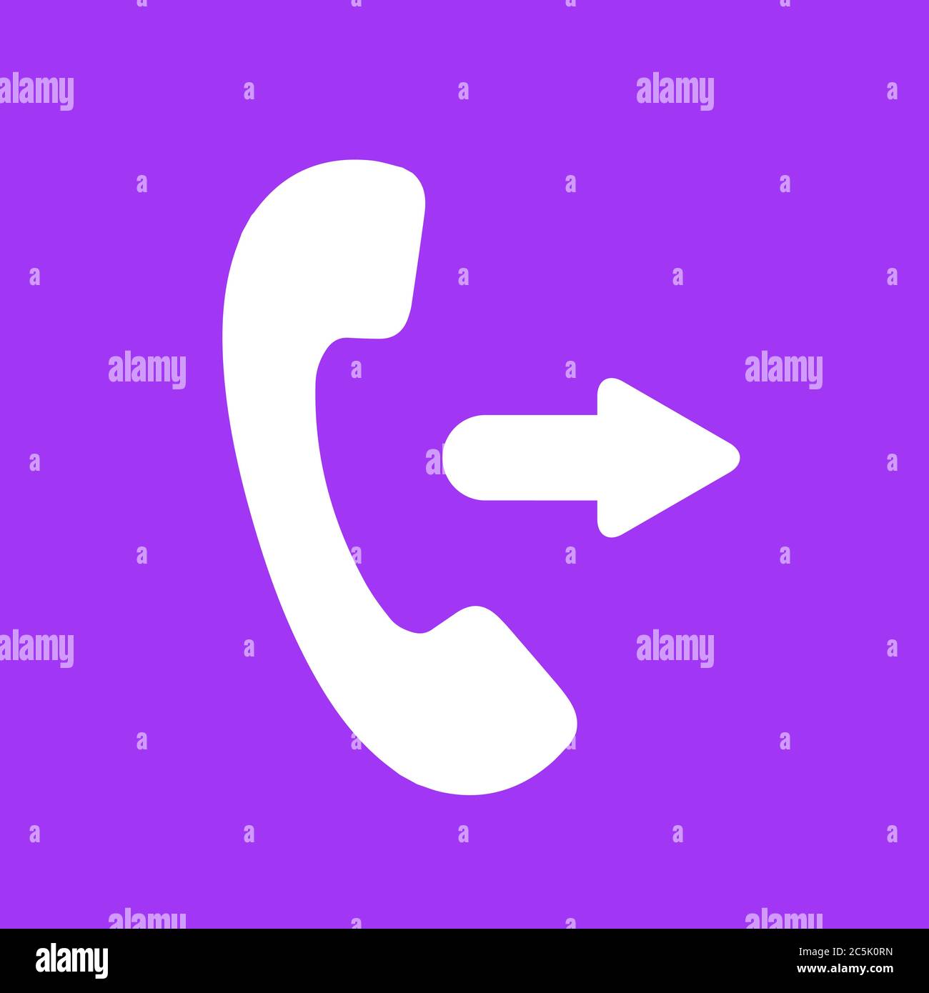 Outgoing call sign icon in trendy flat style isolated on purple background. For your web site design, logo, app, UI. Vector illustration. Stock Vector