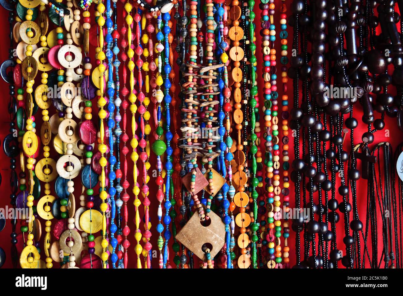 Handcrafted or handmade jewellery. African handmade bijouterie on a beach  market. Kendwa, Zanzibar, Tanzania, Africa Stock Photo - Alamy