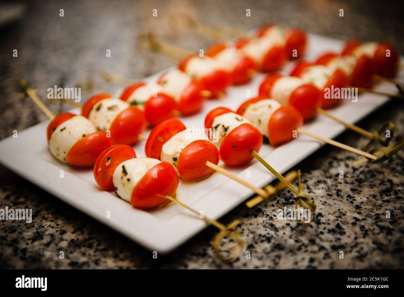 Tomato and mozzarella hors d'oeuvres Stock Photo