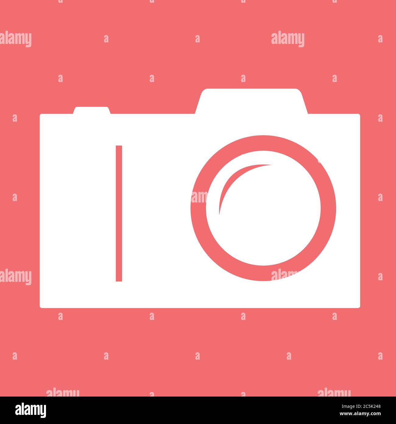 Photo camera icon icon. For websites and apps. Image on red background