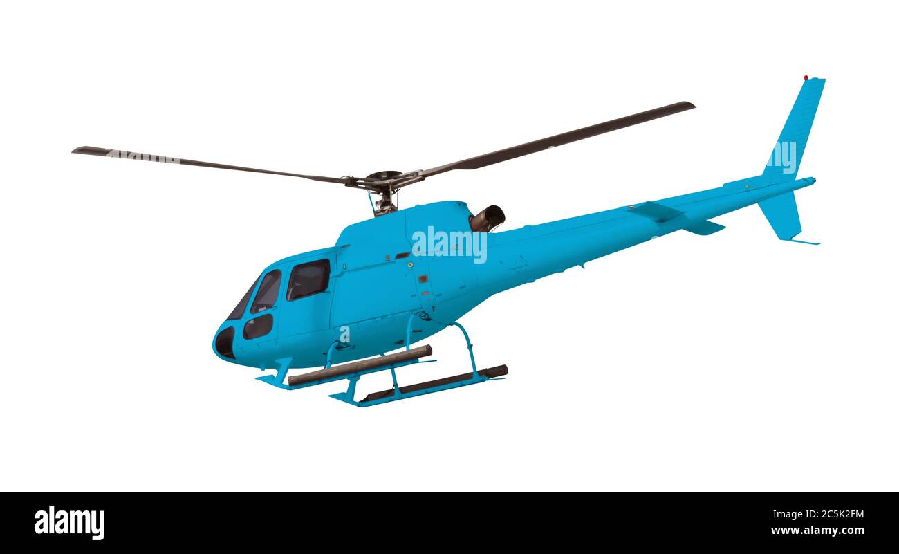 Blue helicopter isolated on white. Photo with clipping path Stock Photo Alamy