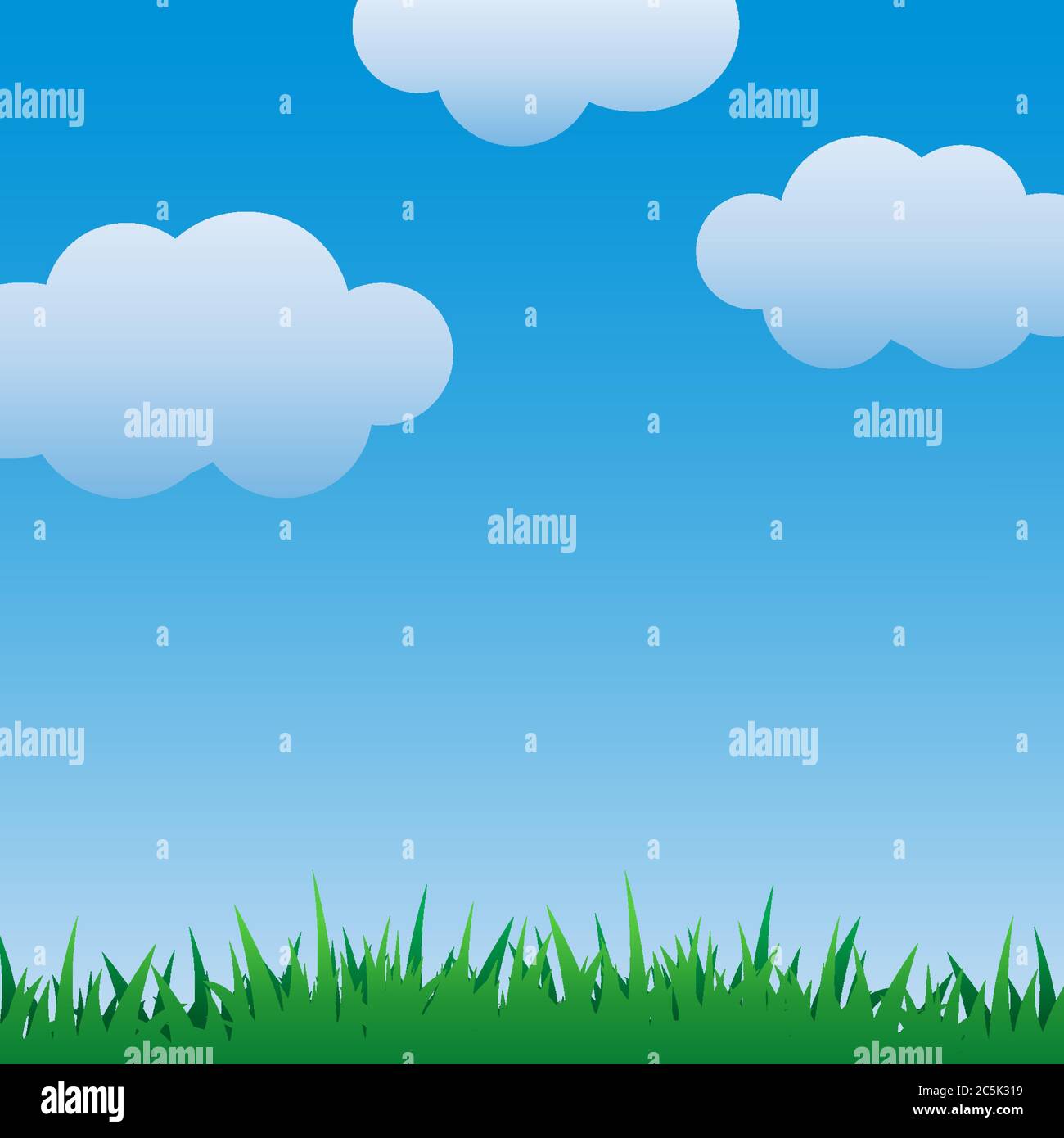 Sky, Cloud and Grass Background Vector Template Illustration Design. Vector EPS 10. Stock Vector
