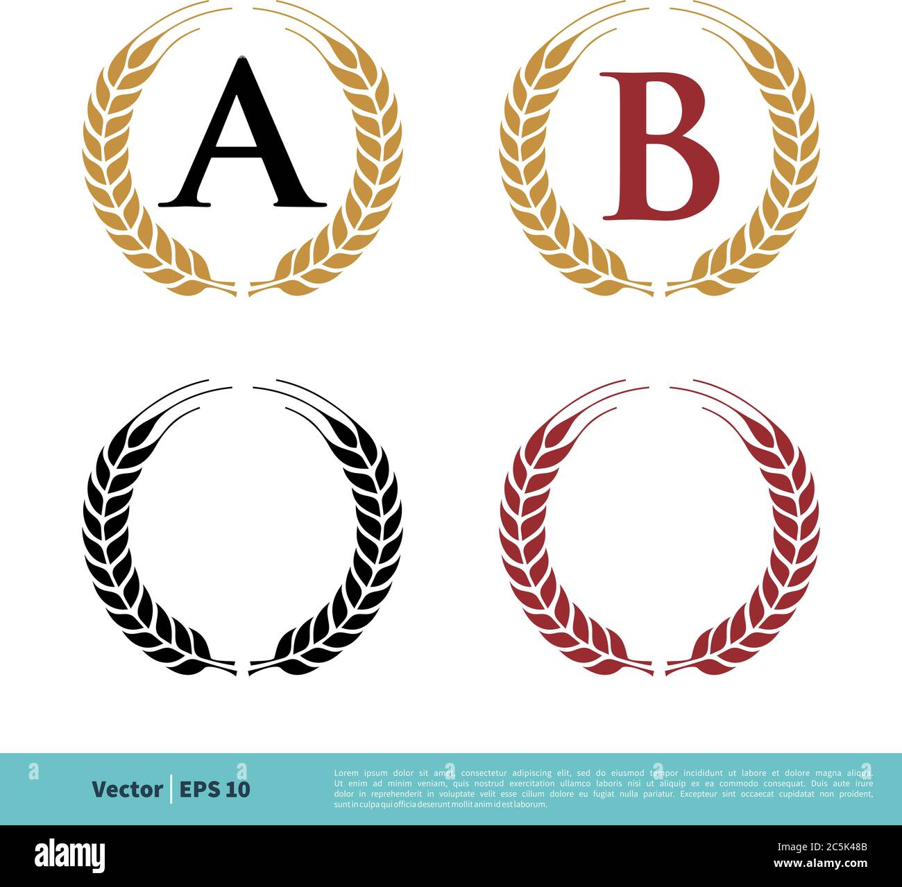Laurel Wreath Initial Icon Vector Logo Template Illustration Design. Vector EPS 10. Stock Vector