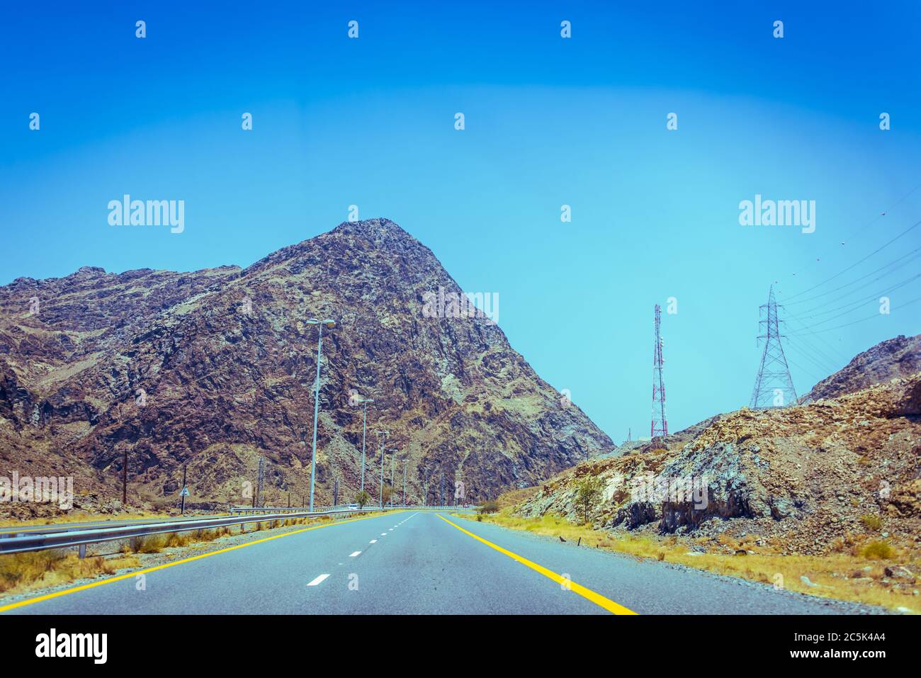 Curvy Road Highway Mountain Ranges Fujairah Stock Photo