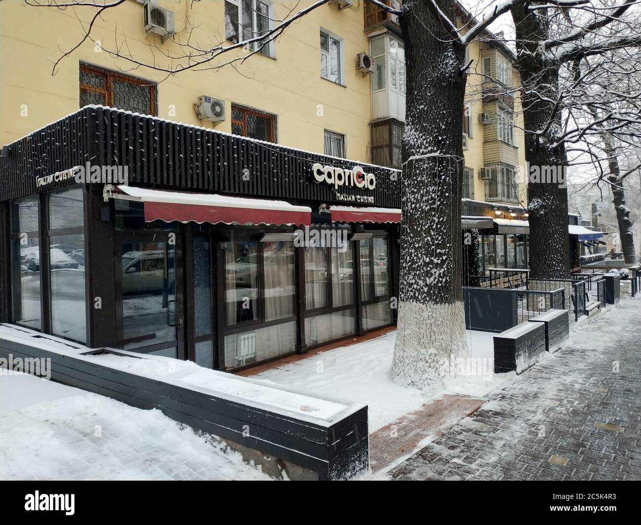 Almaty, Kazakhstan - February 1, 2019: The old architecture of the city of Almaty is located on Abylai Khan Avenue. Stock Photo