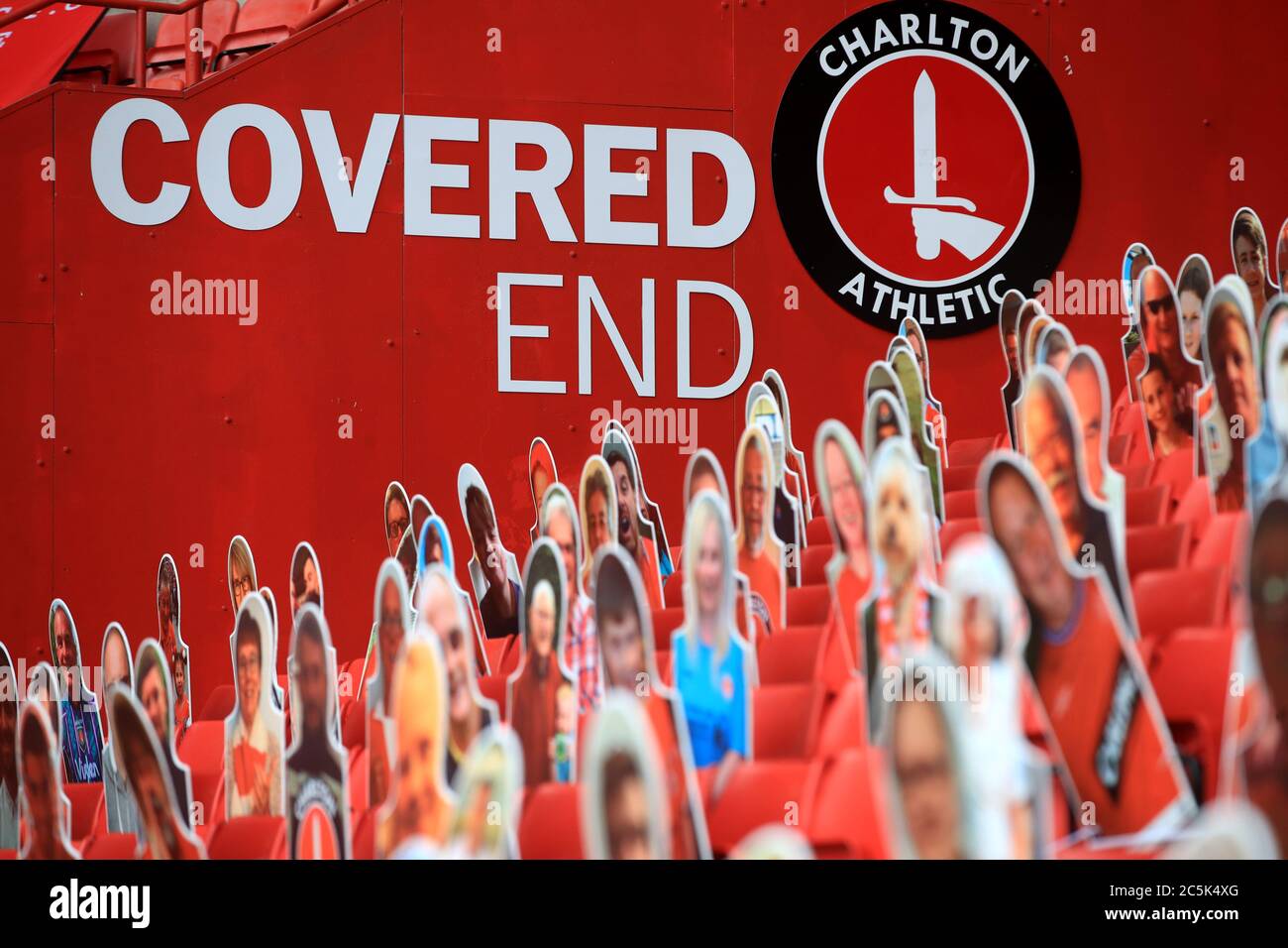 Cardboard cut outs of fans in the stands prior to the Sky Bet