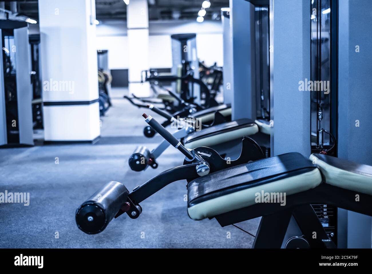 leg trainer equipment in atletic gym Stock Photo Alamy