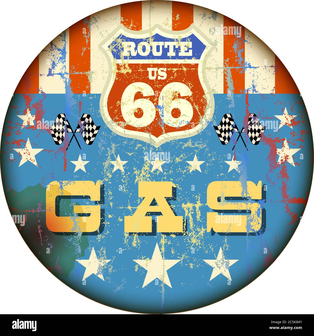 vintage route 66 gas sation sign, retro style vector illustration ...