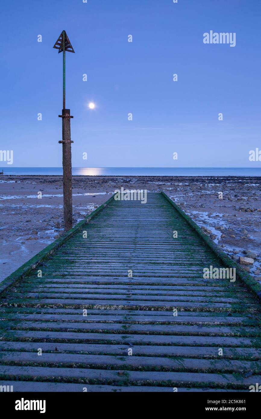Wooden jetty at Llandudno, North Wales coast Stock Photo