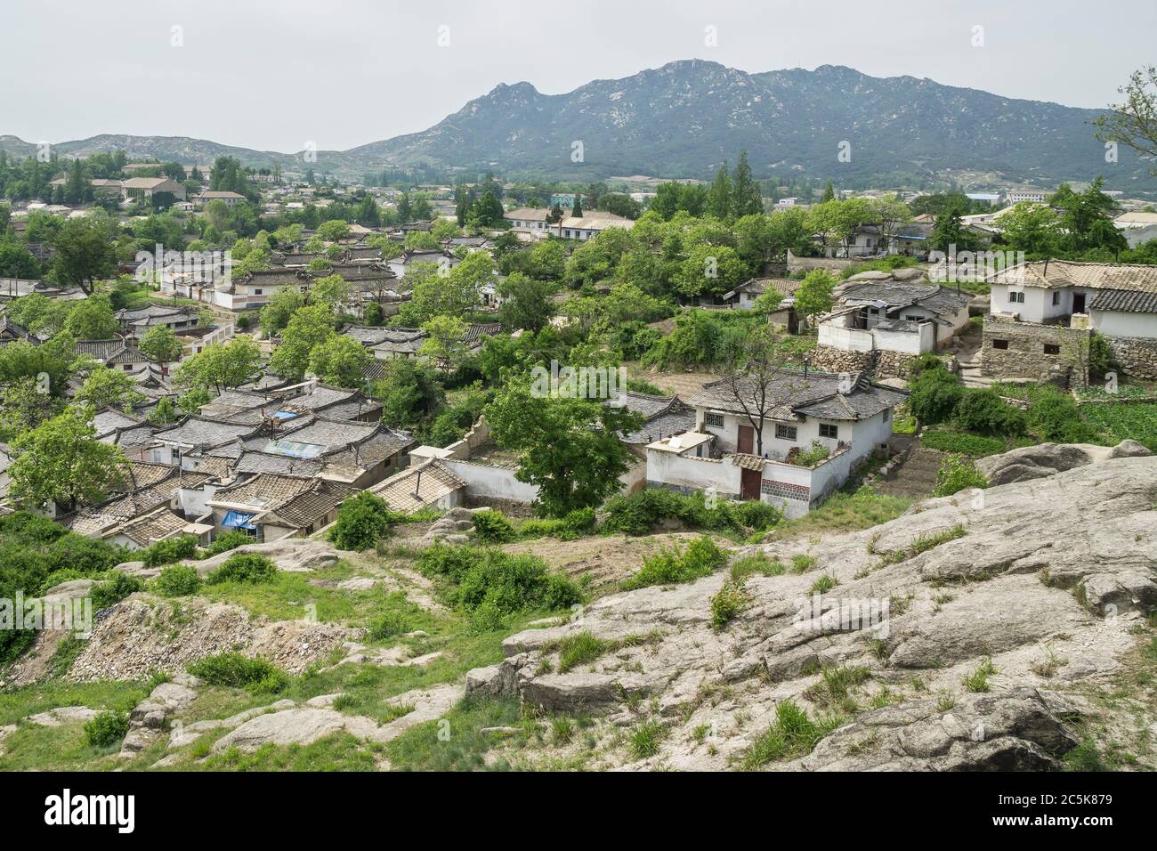 Sleeping Lady is a range of mountains that look like a woman lying on her back in Kaesong, North Korea Stock Photo