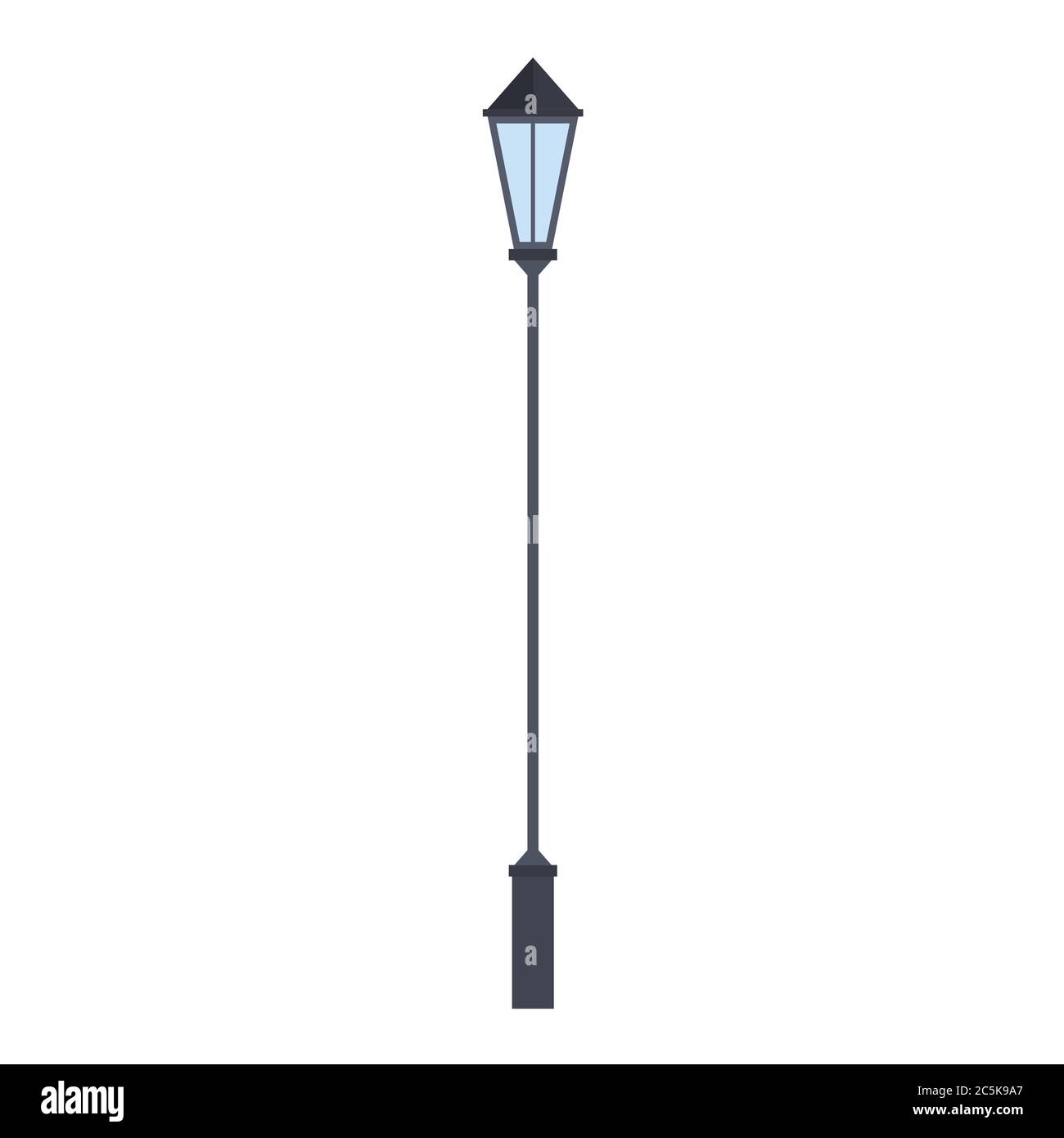 Streetlight lamp post on white background. Vector illustration in trendy flat style. EPS 10 Stock Vector