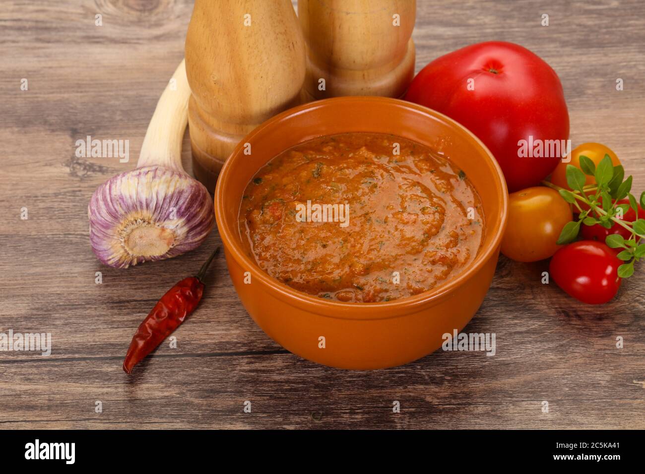 Famous Spanish gazpacho tomato cold soup Stock Photo - Alamy