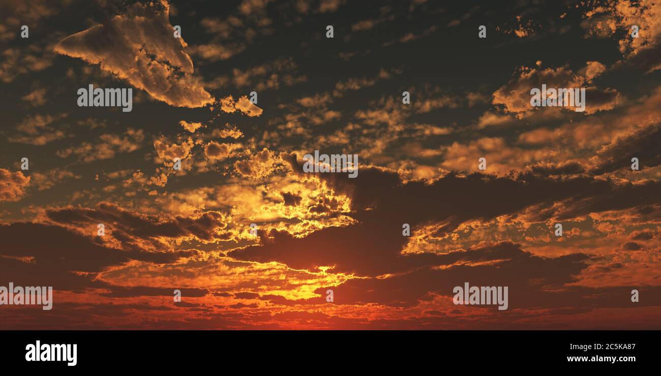 Sunset / sunrise with clouds, light rays and other atmospheric effect ...