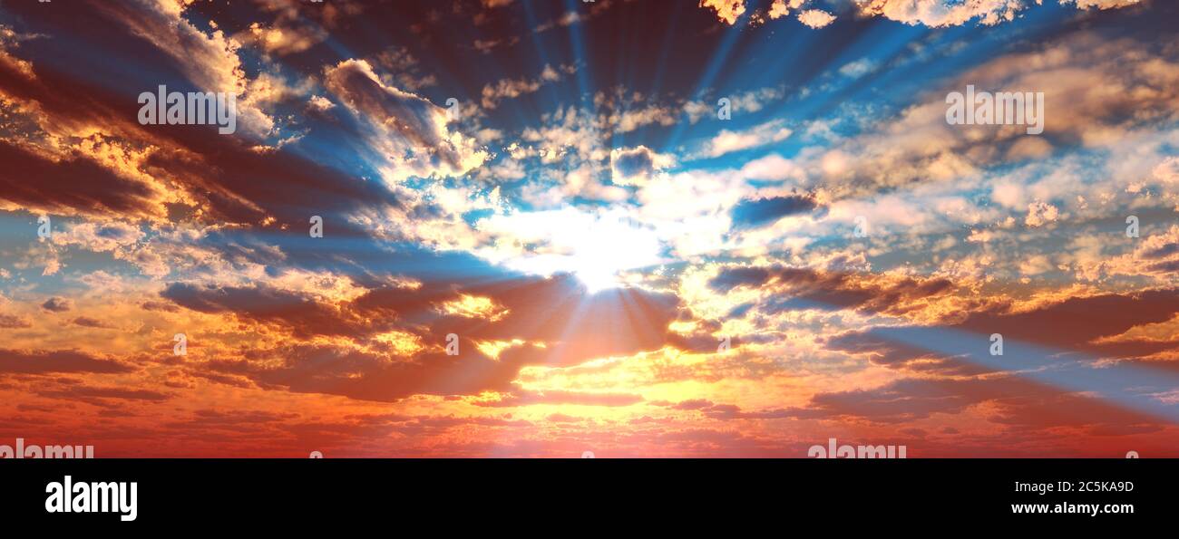 Sun Rise Effects Sunset / sunrise with clouds, light rays and other atmospheric effect ...