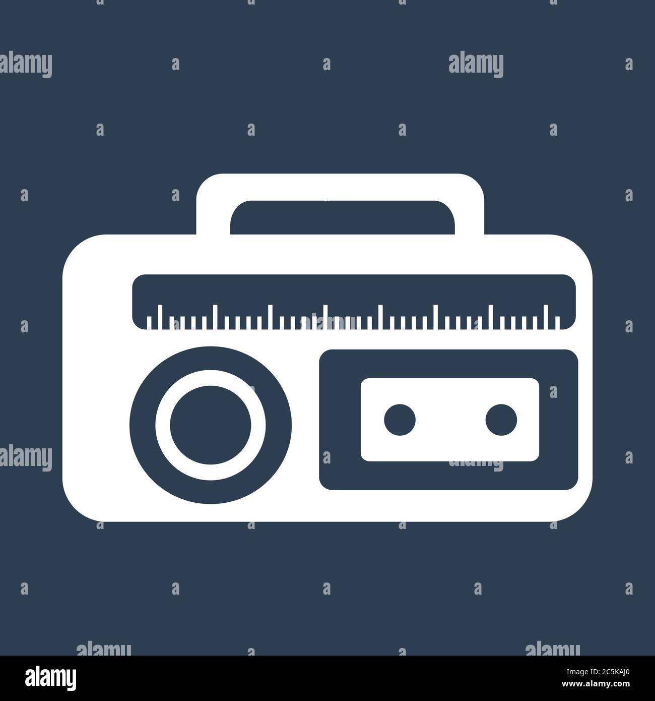 Cassette player icon. For websites and apps. Image on black background. Flat line vector illustration. Stock Vector