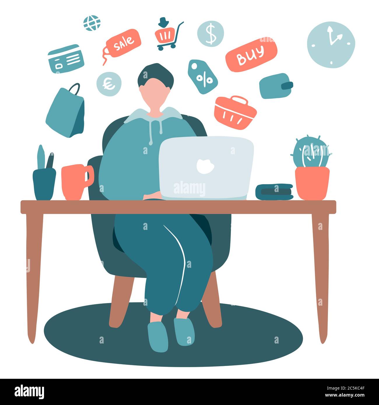 Online store, Young man buying products over