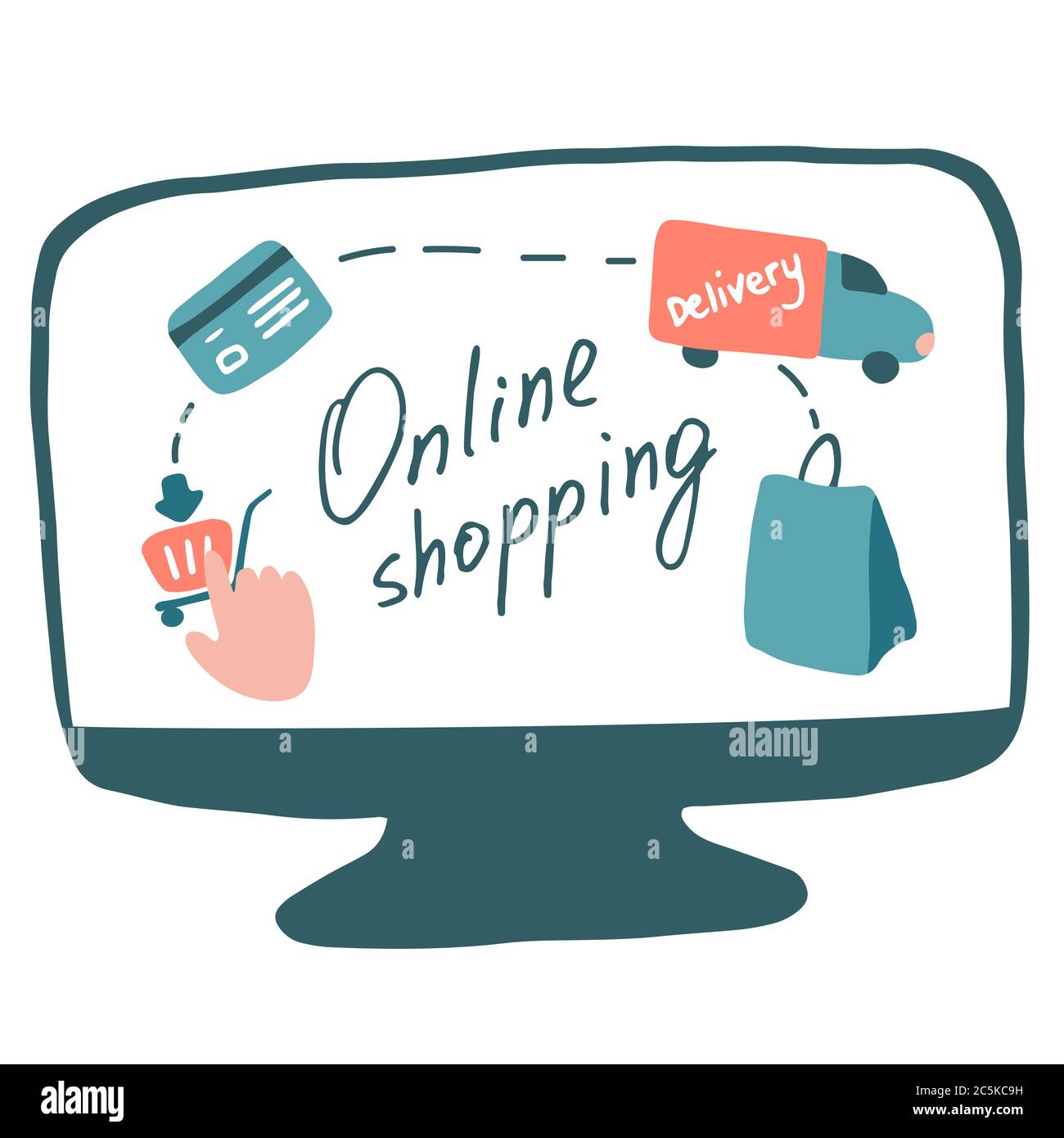 Online shopping concept. Online purchases from home. Process of buying