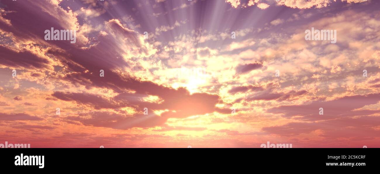 Sunset / sunrise with clouds, light rays and other atmospheric effect ...