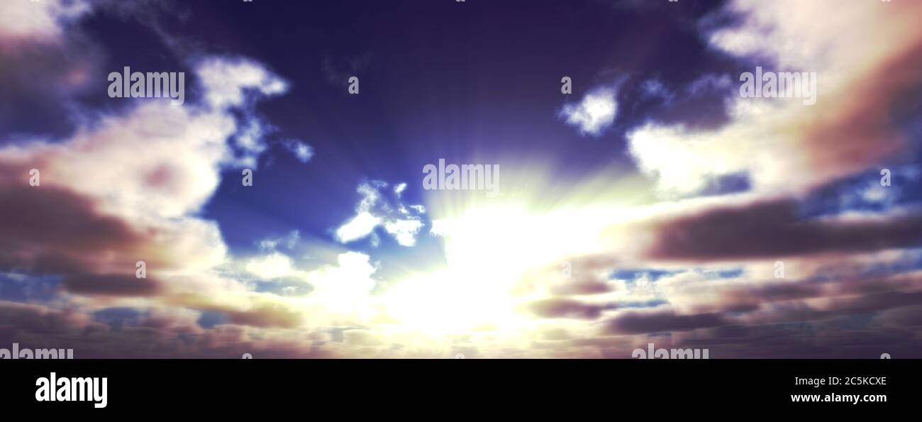 Sunset / sunrise with clouds, light rays and other atmospheric effect ...