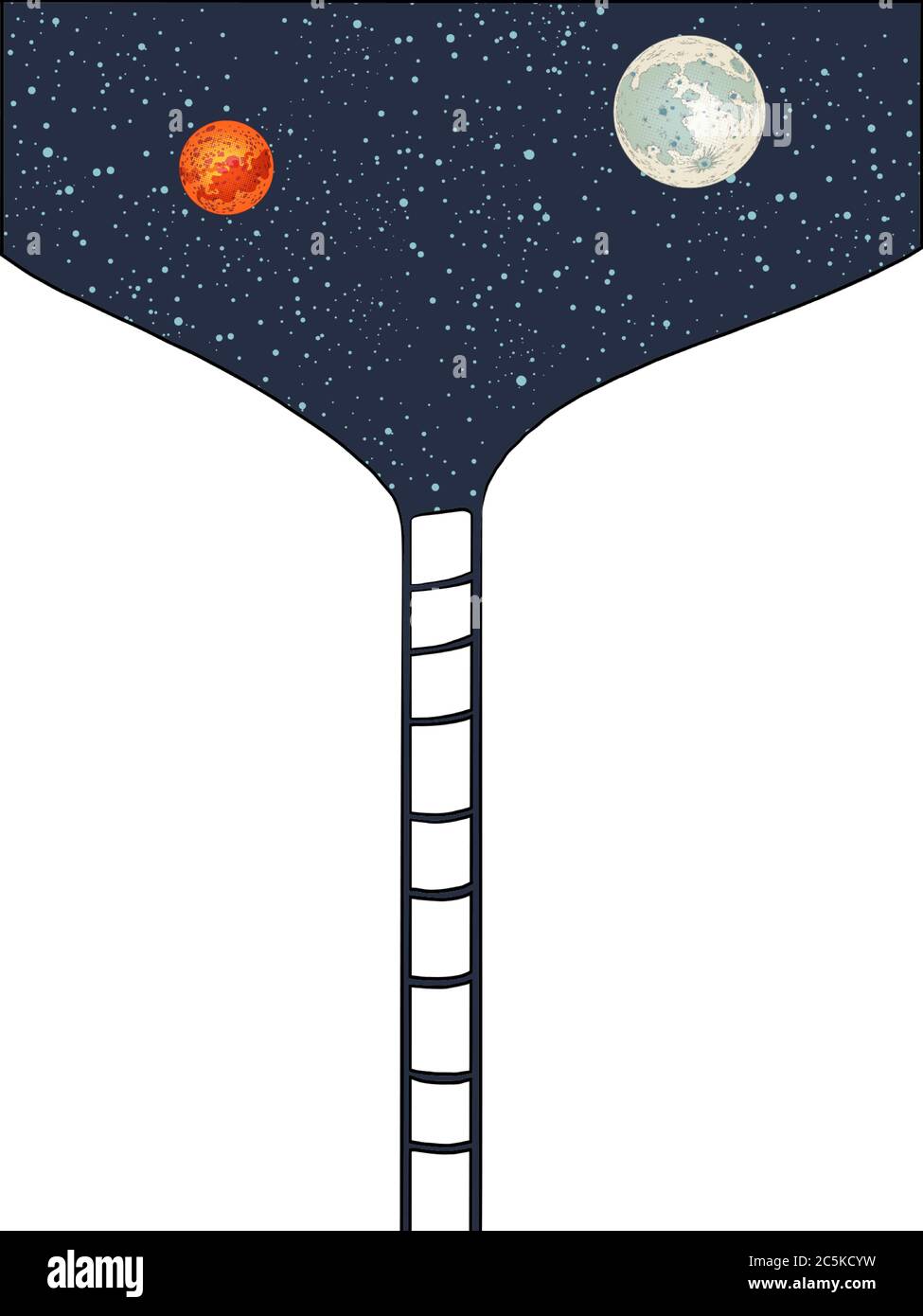 Stairway to space to the moon and Mars Stock Vector