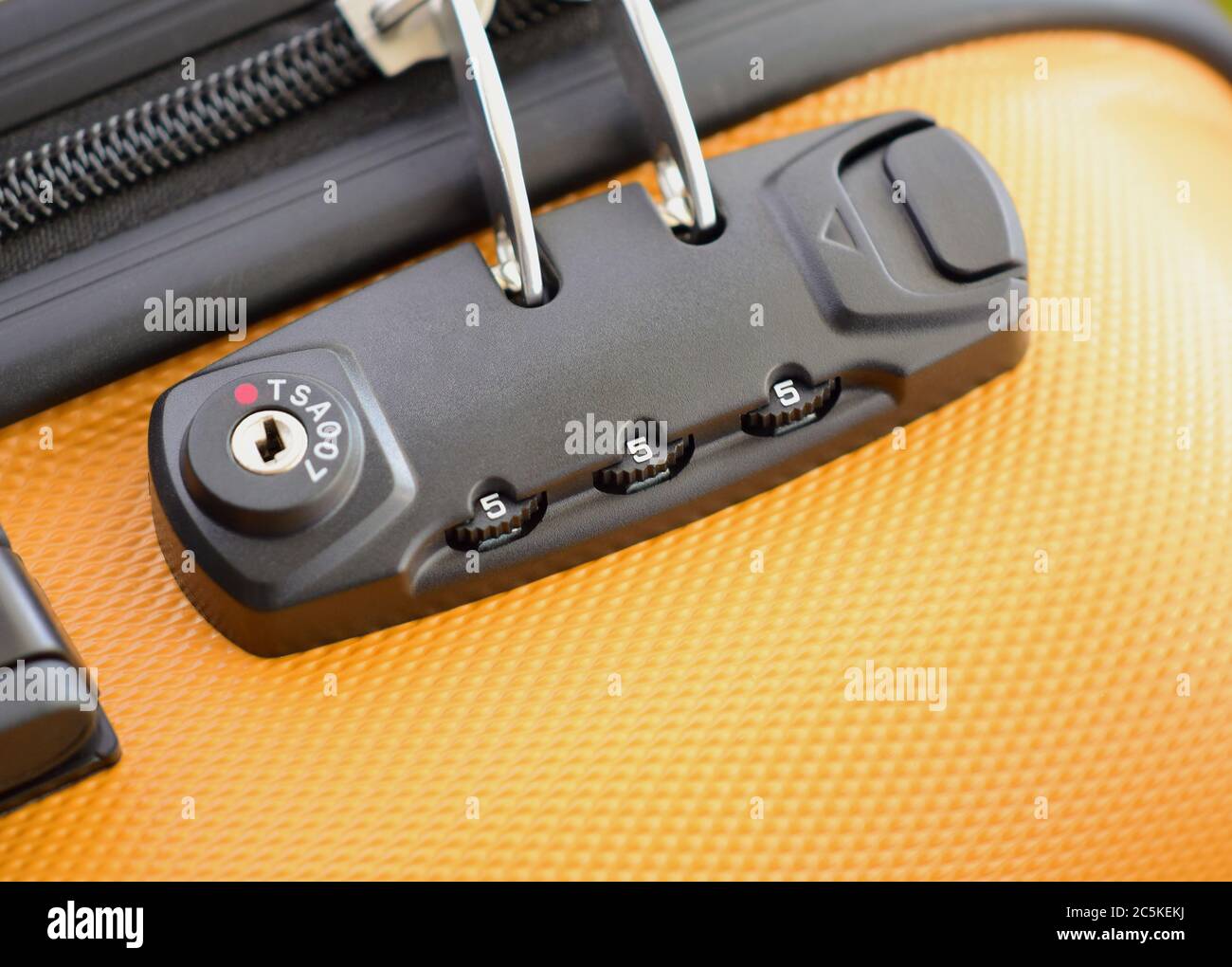 Digital lock on a luggage bag or suitcase. TSA accepted (Transportation