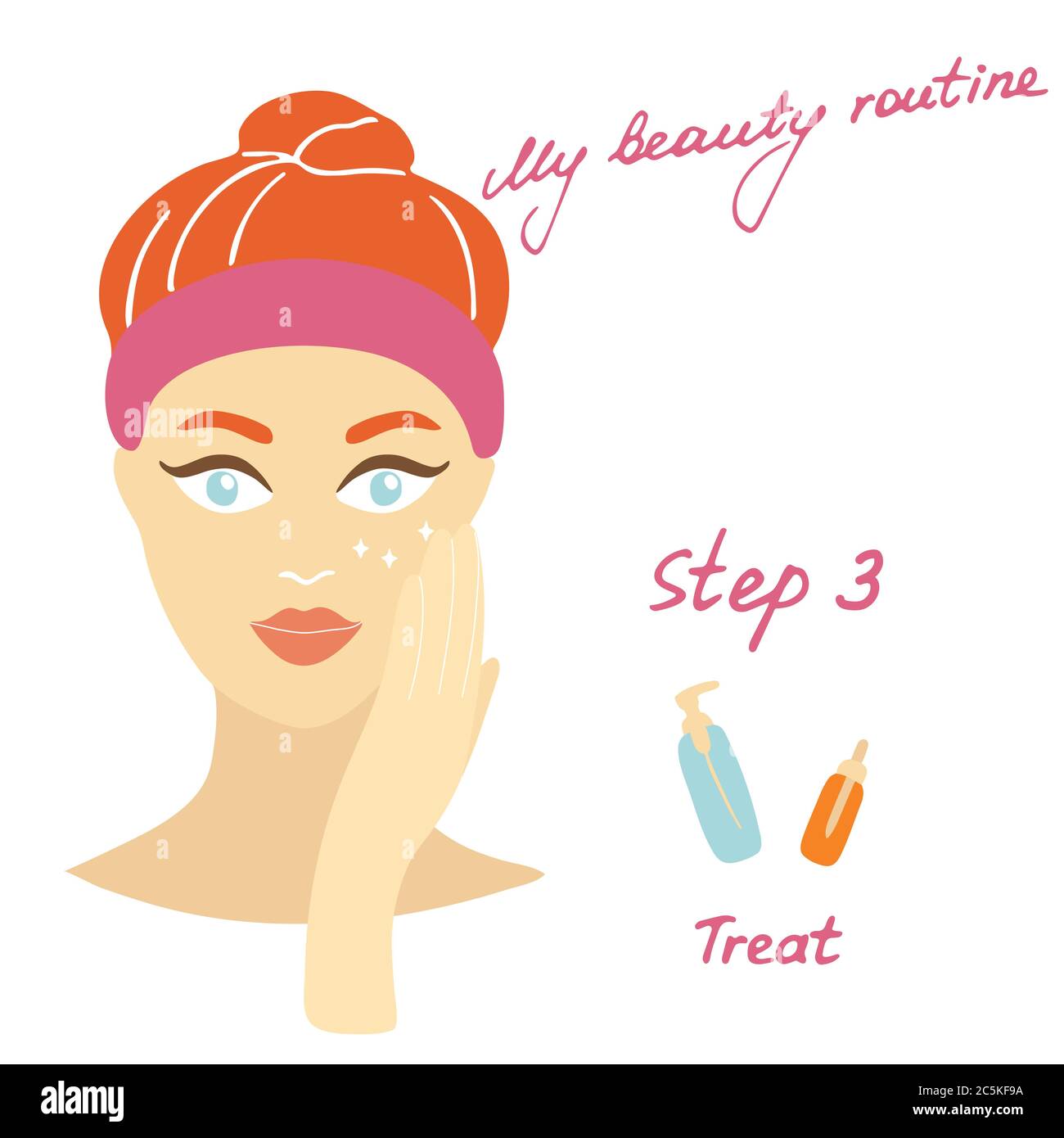 My daily routine. Skin care vector illustration. Correct order to apply ...