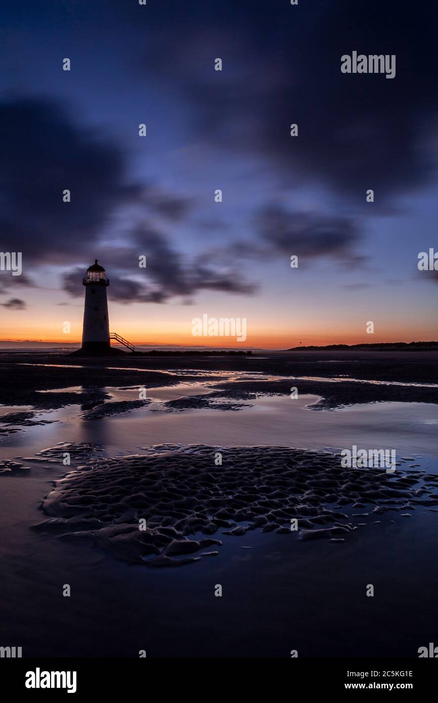 Point of Ayr lighthouse at Talacre on the North Wales coast Stock Photo