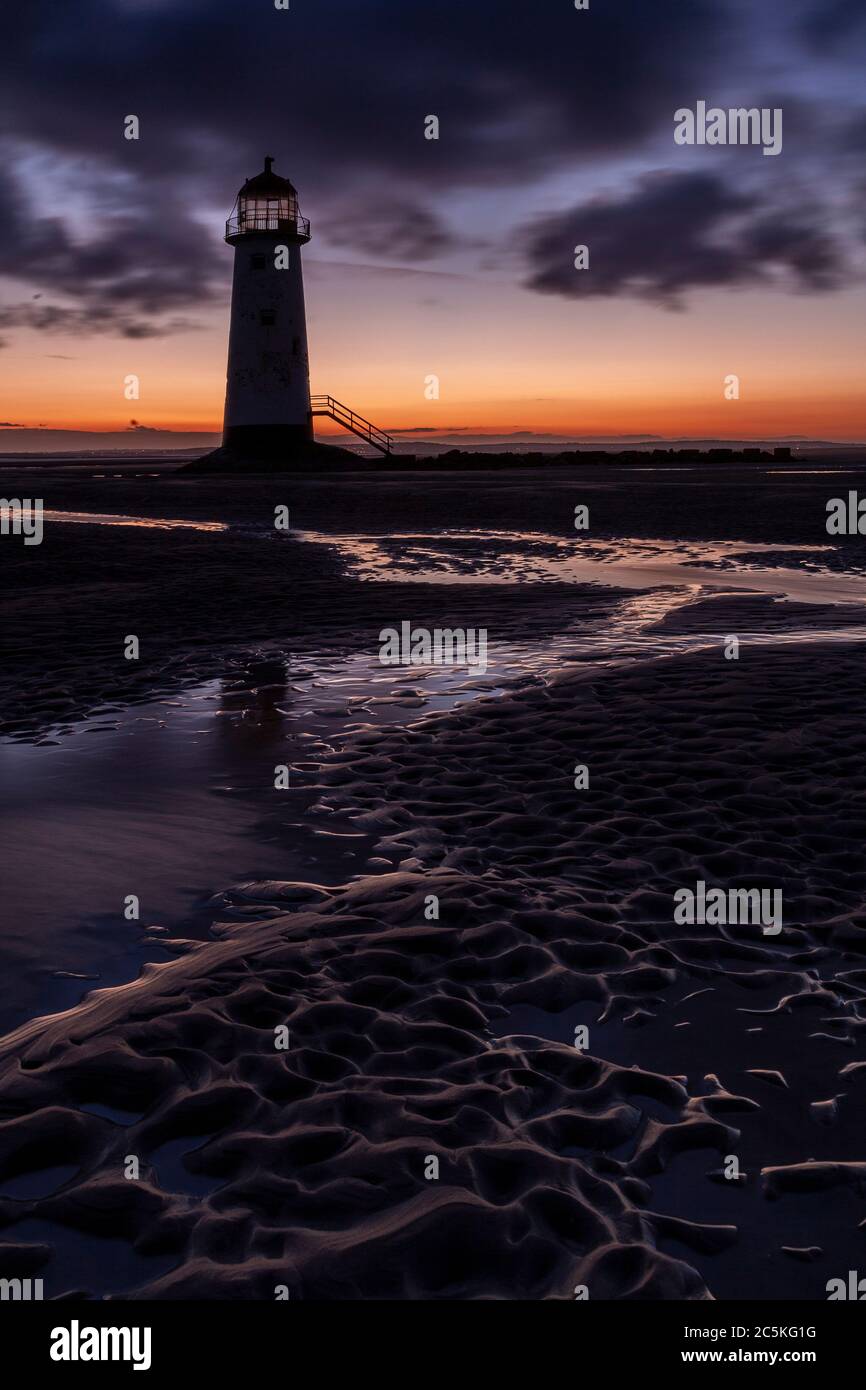 Point of Ayr lighthouse at Talacre on the North Wales coast Stock Photo