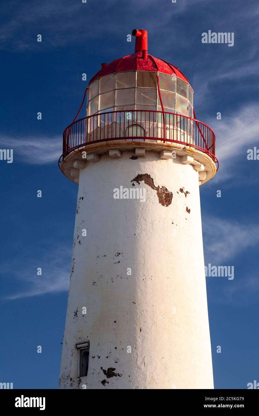 Point of Ayr lighthouse at Talacre on the North Wales coast Stock Photo