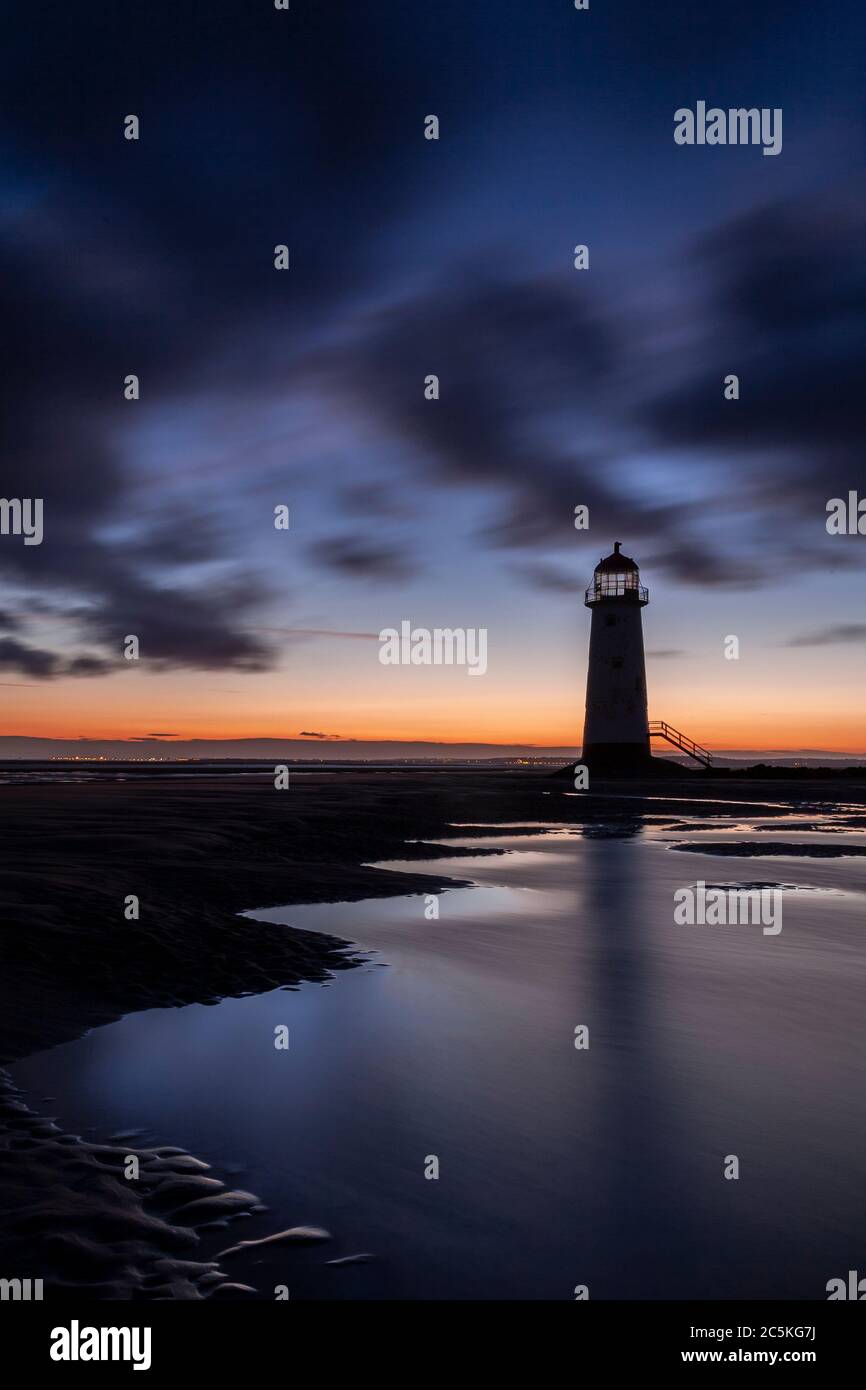 Point of Ayr lighthouse at Talacre on the North Wales coast Stock Photo